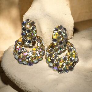 Elegant Gold and Silver Crystal Earrings